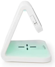 Nedis WCACQ10W1WT - LED RGB Orologio a sveglia con caricatore wireless LED/10W/5V bianco