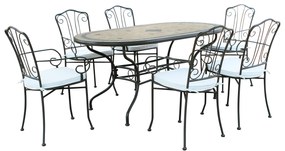VENTUS - set tavolo in cm 160x90x74 h con 6 sedute