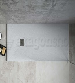 Desio Piatto Doccia 70x160 effetto pietra antibatterico in Solidstone Bianco