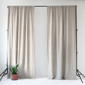 Tenda di lino beige con passanti Night Time, 250 x 140 cm Natural - Linen Tales