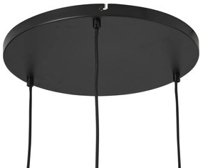 Lampada a sospensione Japandi nera con paralume in tessuto marrone a 3 luci - Bida