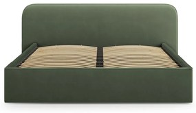 Letto matrimoniale imbottito verde con contenitore e rete inclusi 180x200 cm Elizabeth – Micadoni