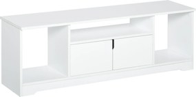 Mobile Porta TV fino a 42" 120x30x41 cm con Armadietto e Ripiani in Legno Bianco...