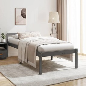 Letto per Anziani Grigio 100x200 cm in Legno Massello di Pino