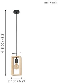 Eglo 43413 - Lampadario a sospensione con filo FAMBOROUGH 1xE27/40W/230V
