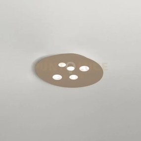 Luna p/m - plafoniera metallo e alluminio tortora  5 luci attacco g...