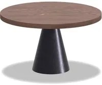 Art Black - Tavolo da pranzo rotondo 120 cm in legno laminato con base a cono in metallo, top legno scuro