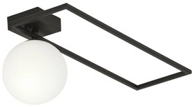 Plafoniera Moderna 1 Luce Imago 1130/1B In Acciaio Nero Vetro Opale