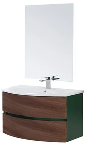 Mobile bagno sospeso 90 cm Maiori noce canaletto con lavabo in resina