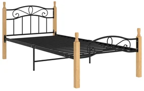 Giroletto in metallo nero e legno massello di rovere 100x200 cm