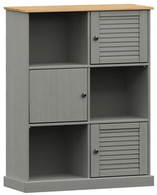 Libreria VIGO 90x35x114,5 cm in Legno Massello di Pino Grigio