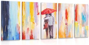 Quadri 5 pezzi – Passeggiata sotto la pioggia