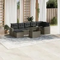 Set Divano da Giardino 8 pz con Cuscini Grigio in Polyrattan 3267430