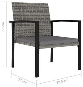 Sedie da pranzo per giardino 2 pz in polyrattan grigio