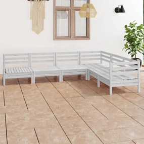 Set Salotto da Giardino 6 pz in Legno Massello di Pino Bianco