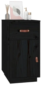 Armadietto da scrivania nero 40x50x75 cm legno massello pino