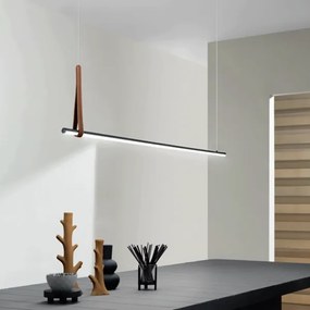 Lampada a sospensione Led REGOLI in metallo con elemento in ecopelle 110 cm