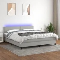 Letto a Molle Materasso e LED Grigio Chiaro 160x200 cm Tessuto cod mxl 45543