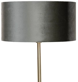 Vloerlamp messing met velours kap groen 50cm - Simplo