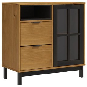 Credenza con anta in vetro flam 80x40x80 cm massello di pino