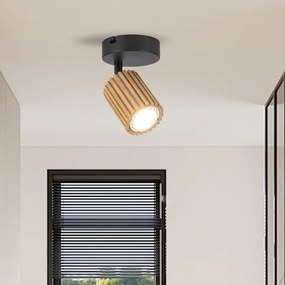 Brilagi - Faretto da parete MODERN WOOD 1xGU10/8W/230V legno di caucciù/nero
