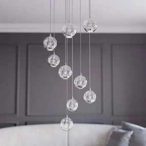 Lampada a sospensione in vetro Hayley Lucande, Cromo / Argento, Soggiorno / Sala da pranzo, Vetro, Design, Lampada a sospensione