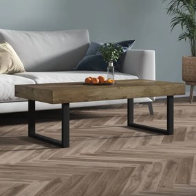 Tavolino Salotto Marrone Scuro E Nero 120x60x40 Cm Mdf E Ferro /