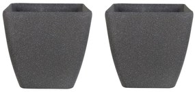 Set di 2 vasi polvere di pietra grigio scuro 34 X 34 X 34 cm ZELI Beliani