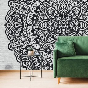 Carta da parati – Mandala floreale in bianco e nero