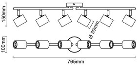 Brilliant - Lampada con 6 faretti KERRY 6xE27/40W/230V nero/bambù