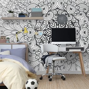 Carta da parati – Mandala etnica in bianco e nero