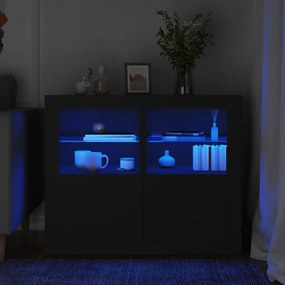 Armadietti Con Luci Led 2pz Neri İn Legno Multistrato /