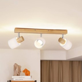 Lindby Wanessa, faretto da soffitto a 3 luci, legno, bianco, E14