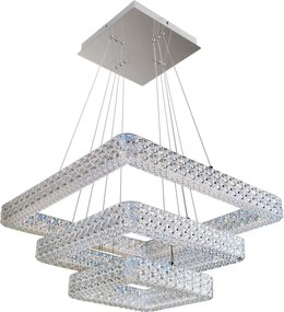 Lampadario LED neoclassico Soledad trasparente, luce naturale 6080 lumen, NOVECENTO