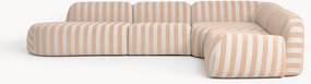 Divano angolare componibile XL a righe con chaise longue Wolke