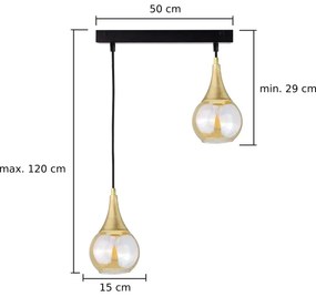 Lampadario a sospensione con filo LACRIMA HONEY 2xE27/60W/230V