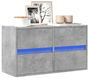 Mobile Tv A Parete Con Luci Led Grigio Cemento 80x31x45 Cm /