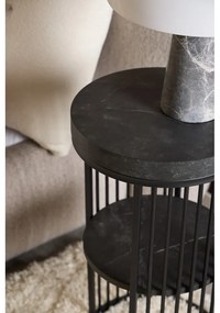 Comodino nero con piano effetto marmo Strington - Actona