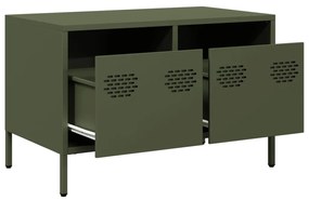 Mobile tv verde oliva 68x39x43,5cm in acciaio laminato a freddo