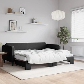 Divano letto estraibile con materassi nero 90x200 cm in tessuto