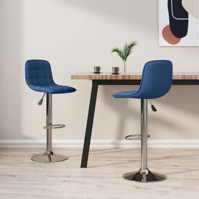 Sgabelli Da Bar 2 Pz Blu İn Tessuto /
