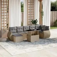 Set Divano da Giardino 8 pz con Cuscini Beige in Polyrattan 3268689