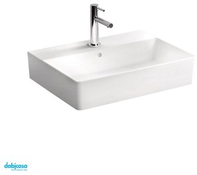 Vitra "Nuo" Lavabo D'appoggio Rettangolare 60x44 Con Foro Rubinetteria Bianco Lucido