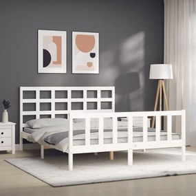 Giroletto con testiera bianco 160x200 cm legno massello