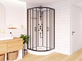 Box doccia idromassaggio L80 x l80 x H225 cm in Fibra di bambù Nero opaco - ZALIFA