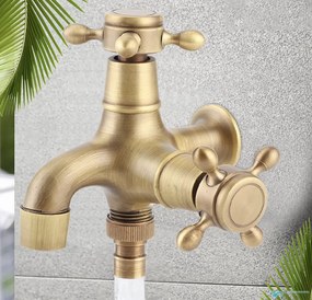 Rubinetto da bagno a parete EYN TW1638 in ottone con doppia uscita, in più finiture tra cui ottone dorato e anticato