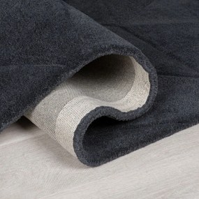 Tappeto rotondo color antracite in lana tessuto a mano ø 160 cm Shard Charcoal – Flair Rugs