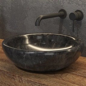 Kamalu - lavabo in marmo colore nero 40cm con bordo arrotondato litos-sc40