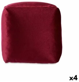 Puff Velluto Rosso Granato 30 x 30 x 30 cm (4 Unità)