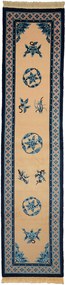 Peking Tappeto 350x80 Beige (Cina) Annodato A Mano